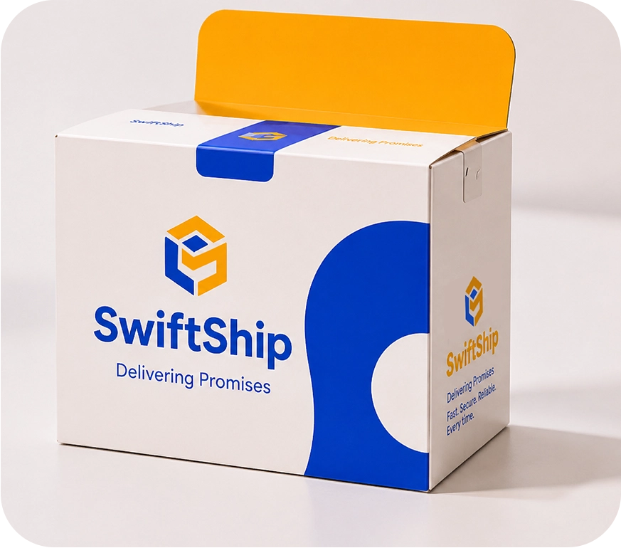 Logo printed on a shipping box