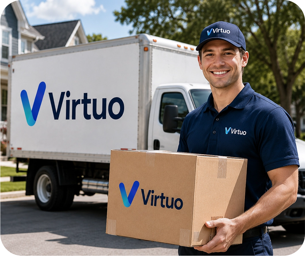 Logo on a delivery truck and uniform