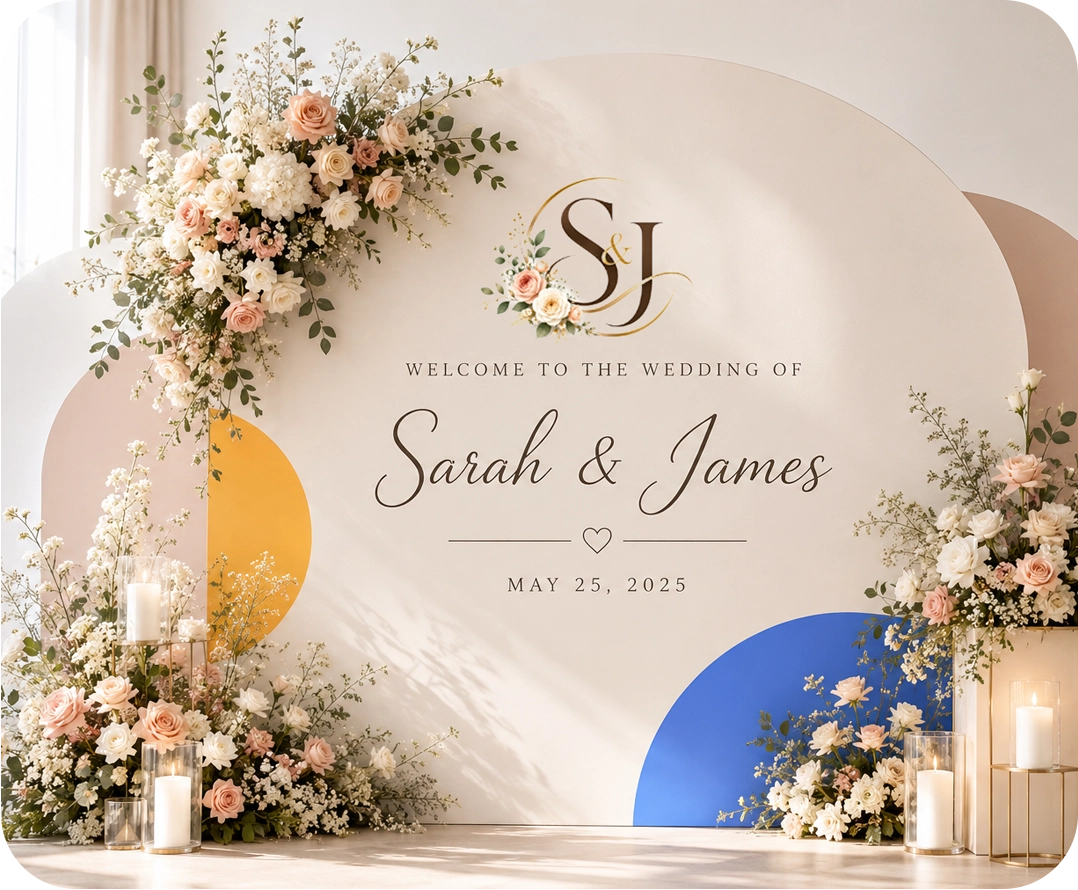 Logo on an event welcome sign